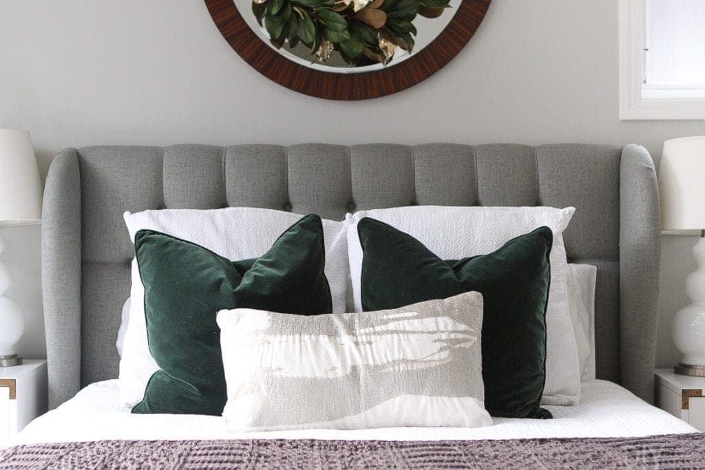 Swap out bedroom pillows for the holidays