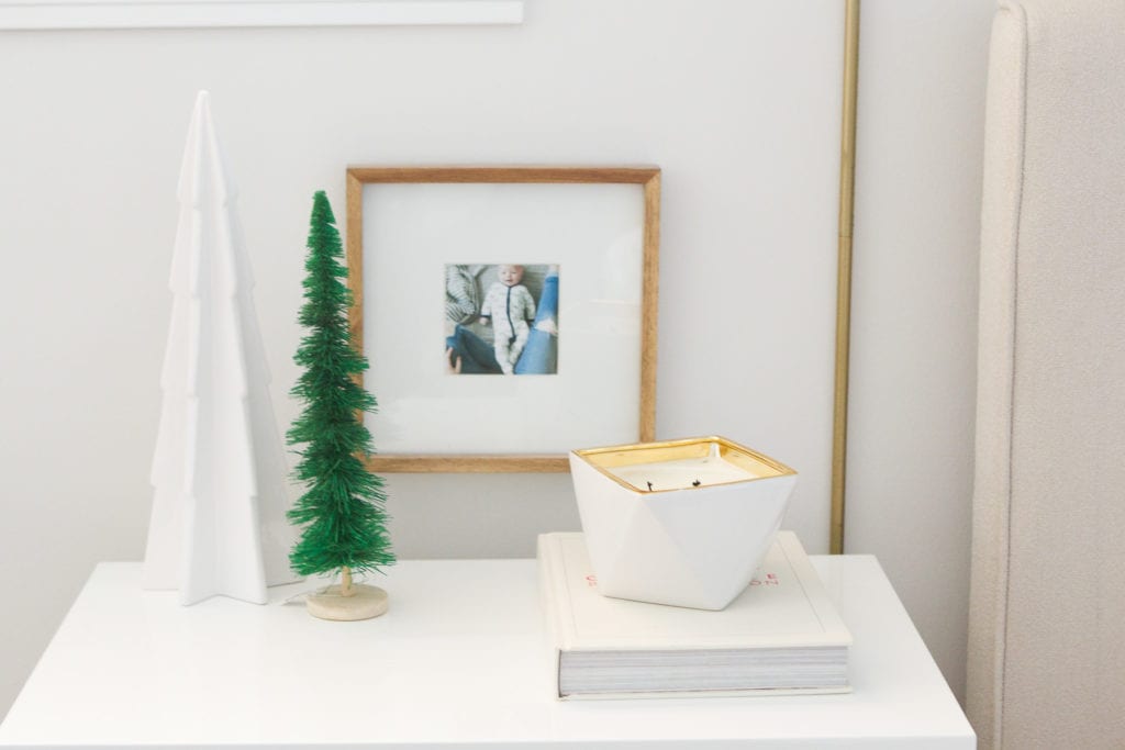 using a statement candle for the holidays from west elm