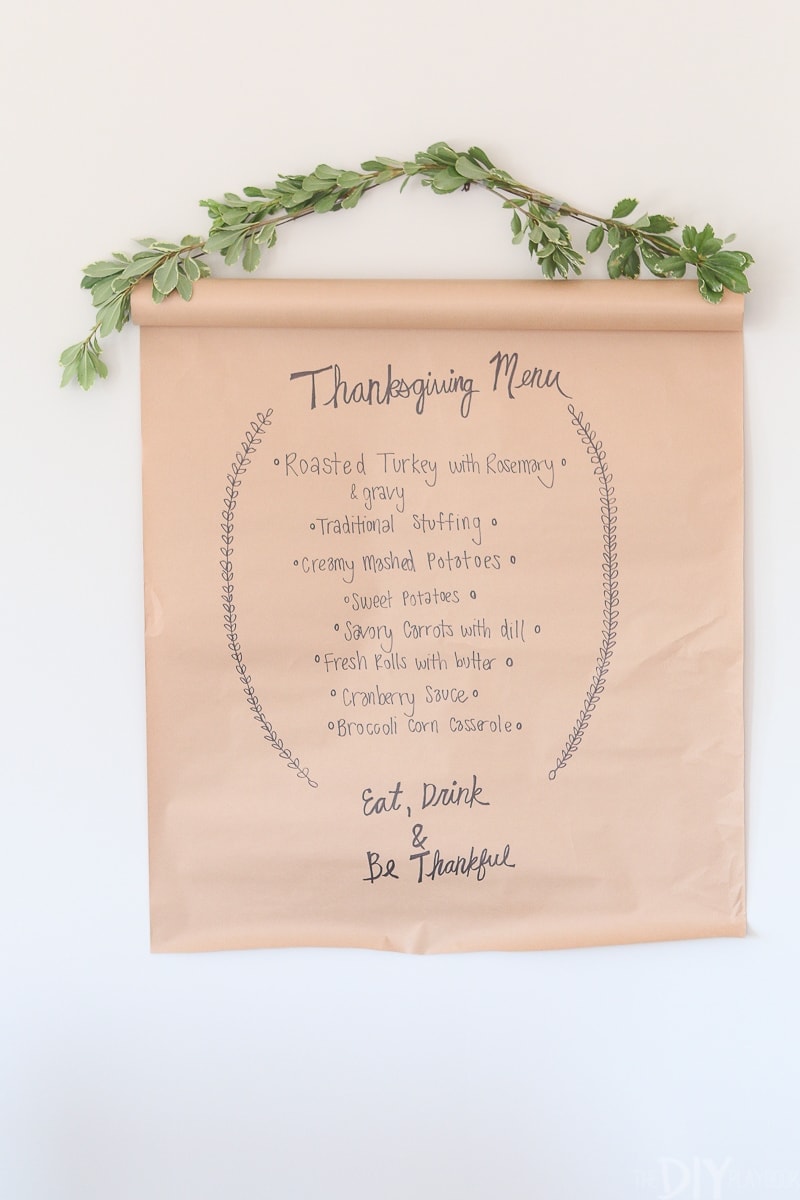DIY menu board for Thanksgiving dinner