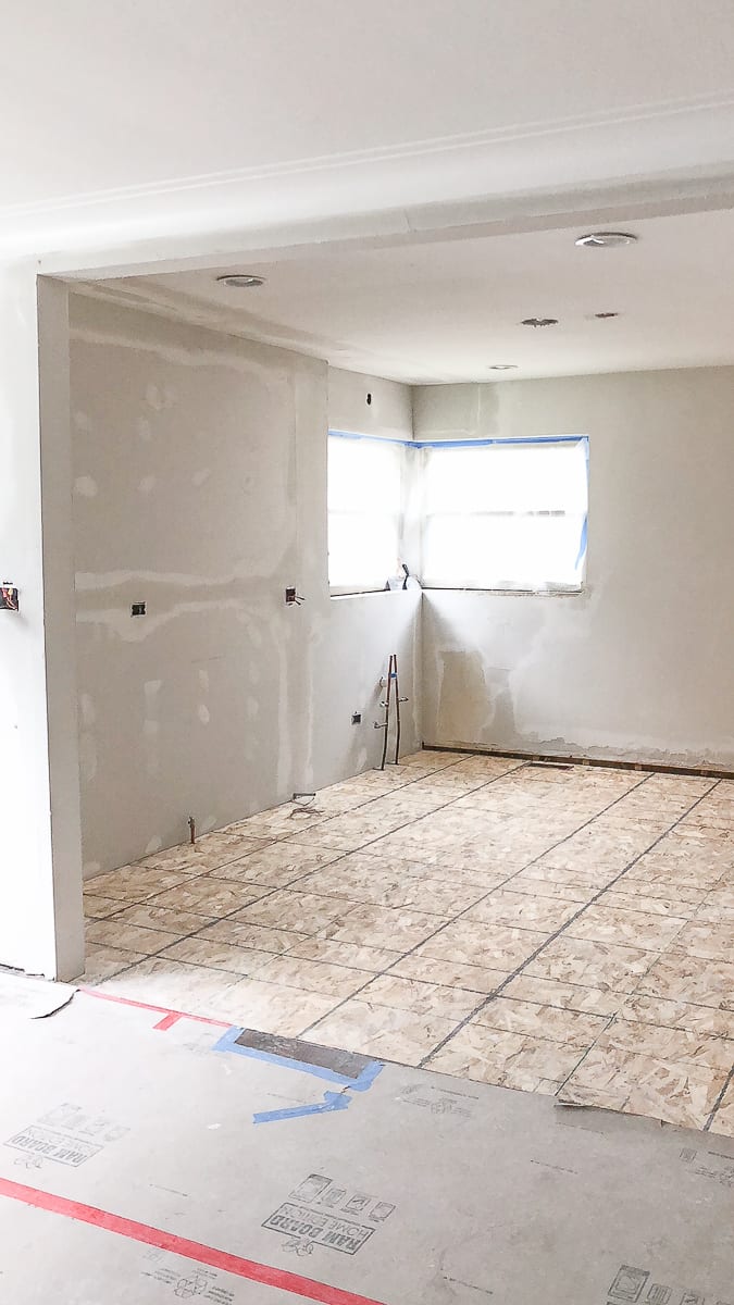 ceiling and floor updates in the kitchen renovation