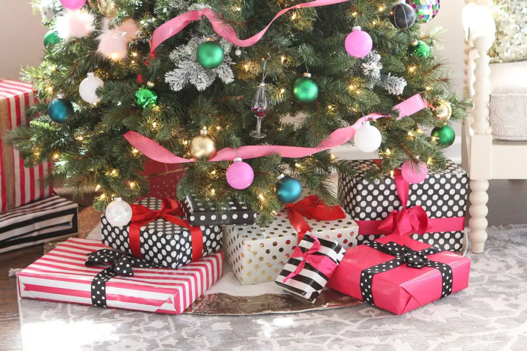 Pink and polka dot wrapped gifts