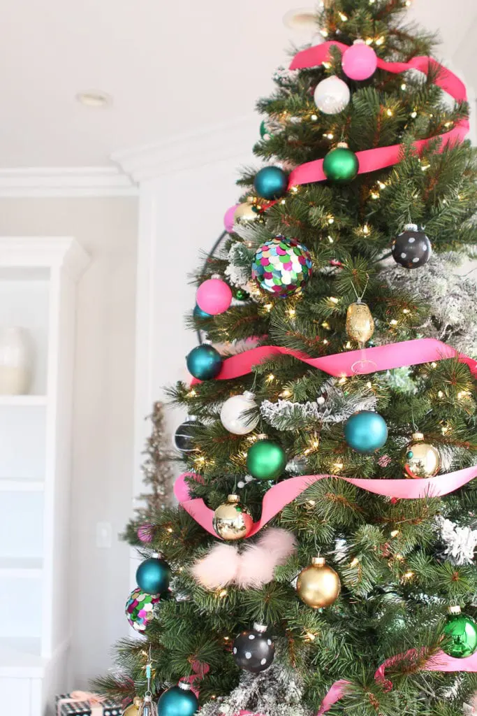 Use flocked branches to decorate your Christmas tree