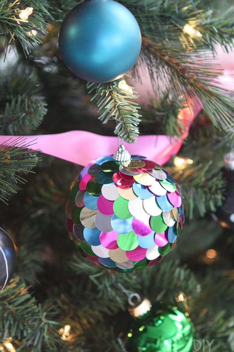 Sequined colorful ornament