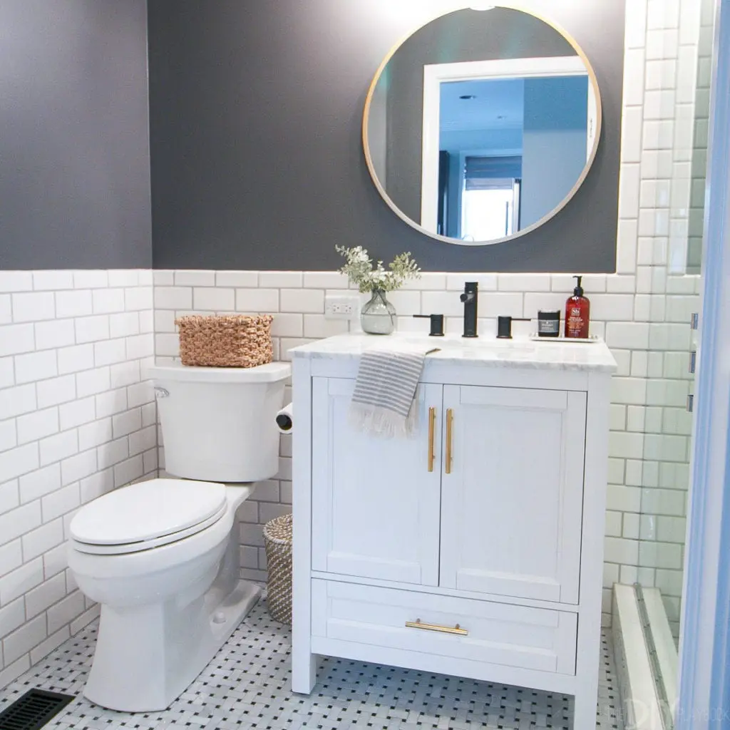 white bathroom vanity from lowe's home improvement