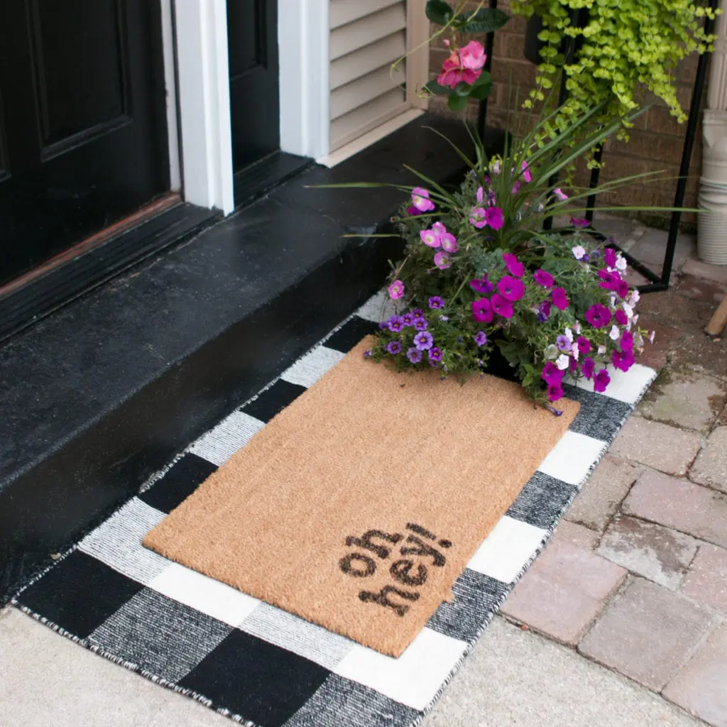 buying a checkered doormat for the porch