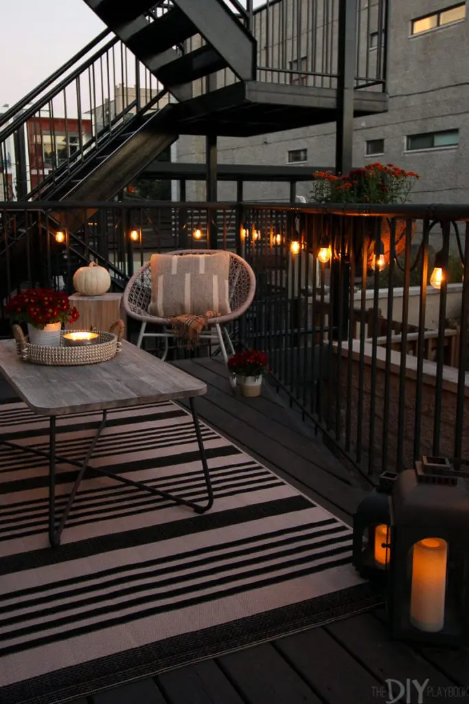Use string light to set the mood on a fall patio