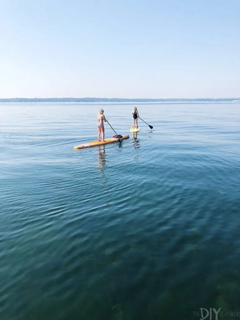 Paddleboarding on lake geneva