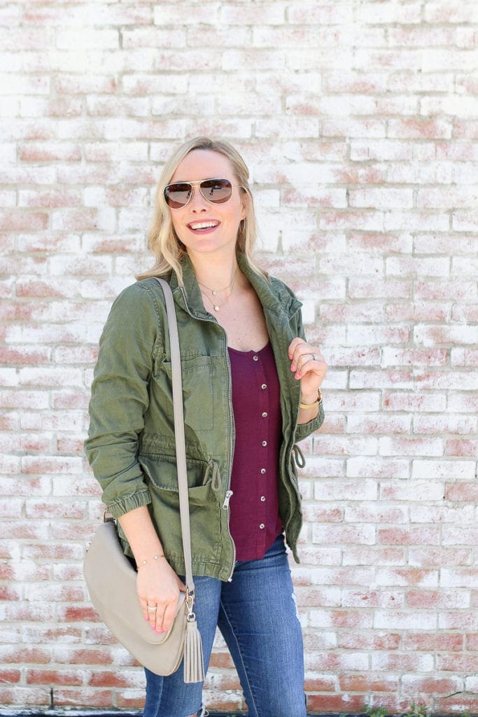 Jeans and an army jacket for fall
