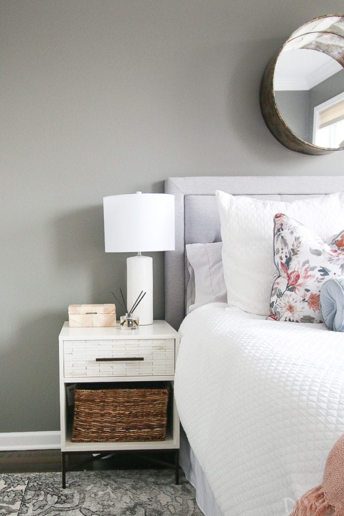 White lamps from Wayfair look great in this guest bedroom