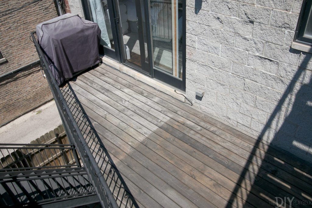 A dirty and dry deck before staining