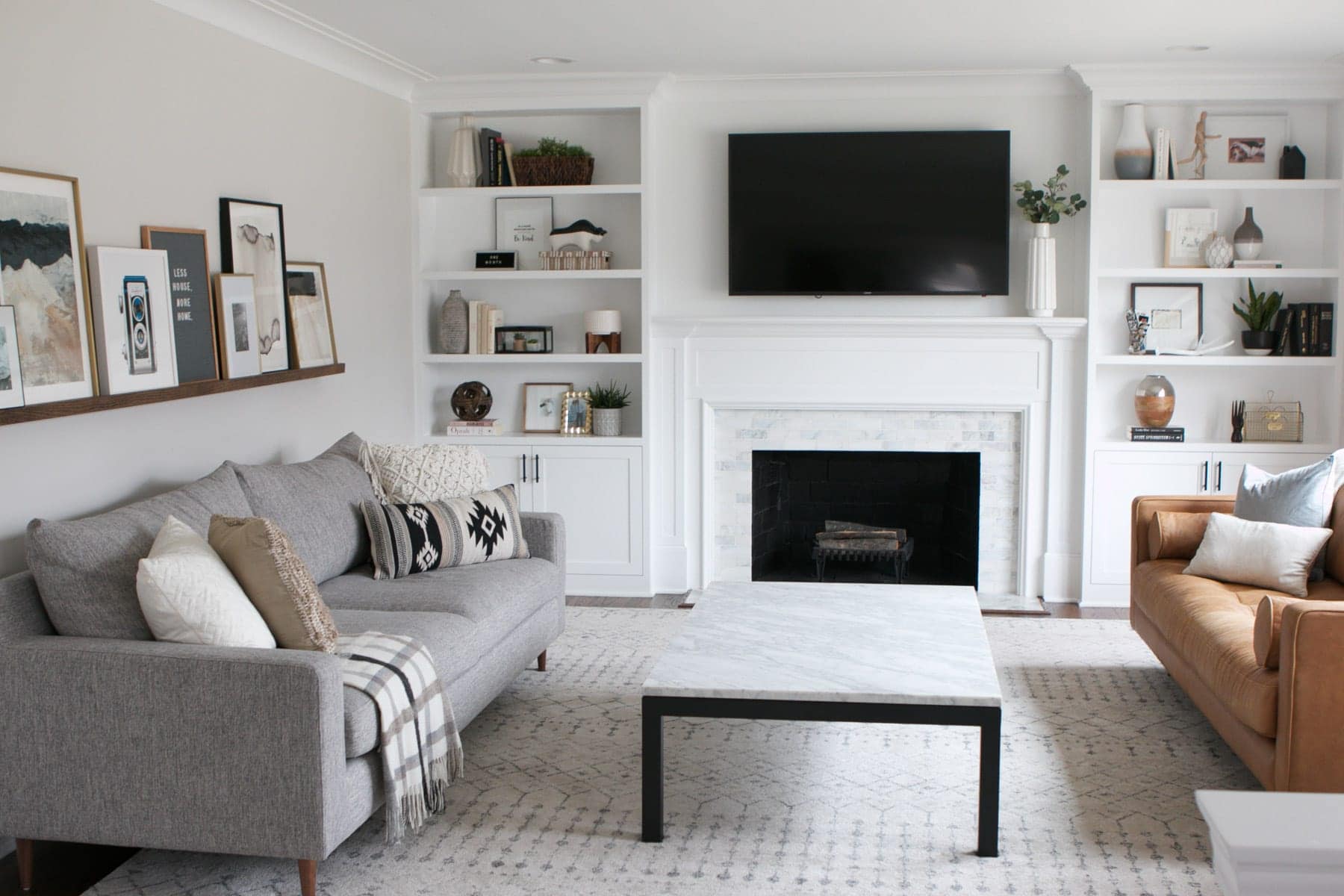 family room with extra large coffee table