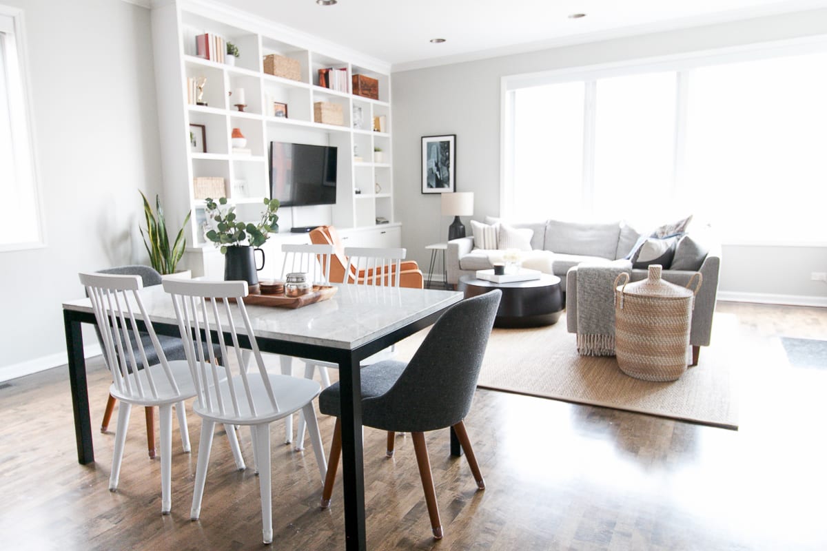 Bright family room in a Chicago condo home