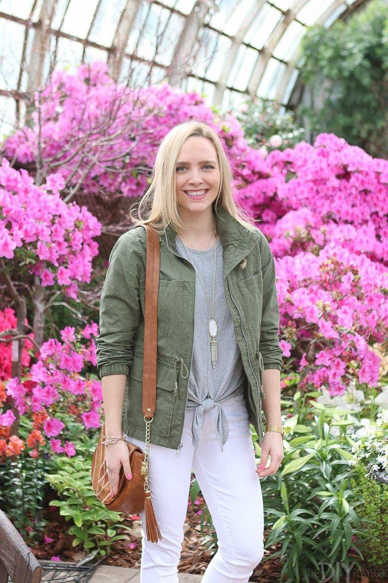 Madewell's gray tie-front top is a spring fashion staple. 