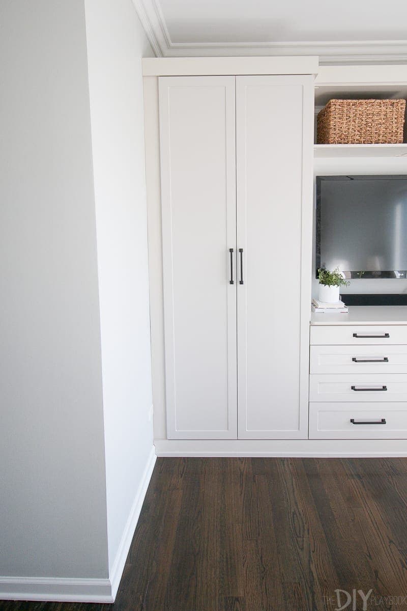 Tall cabinets in a master bedroom for storage