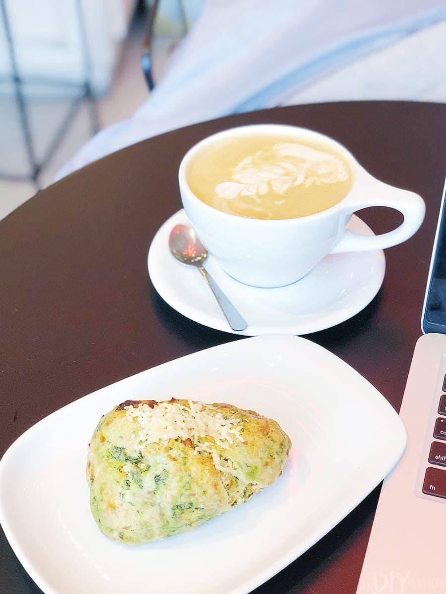 Scone and vanilla latte from Scone City in Wicker Park