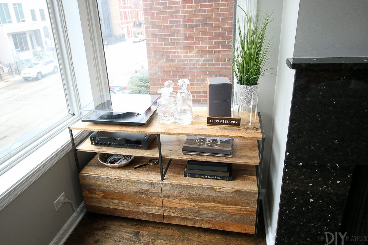 Add a record player to a small corner of your house for storage 