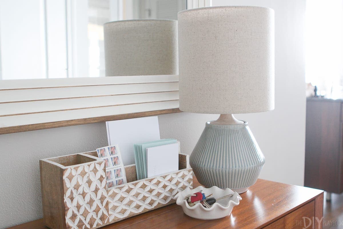 This blue lamp from West Elm is a perfect petite light for this console