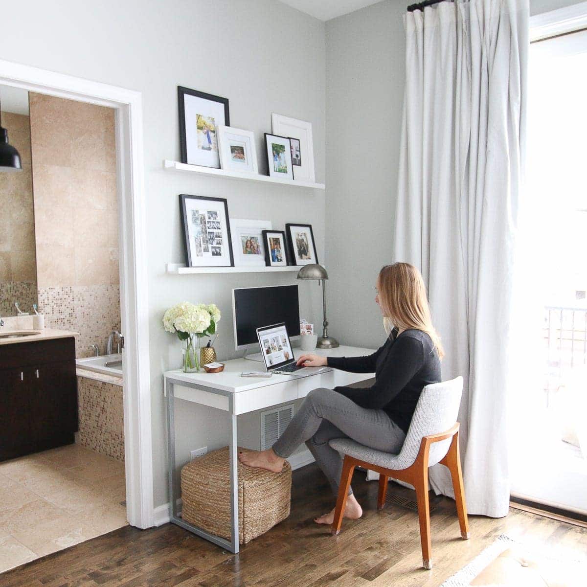 Create a designated work space in your house if you're working from home. 