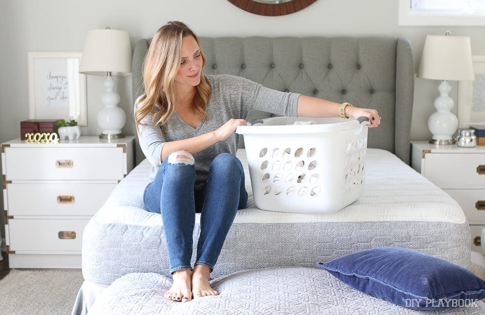 Washing the sheets and doing laundry 