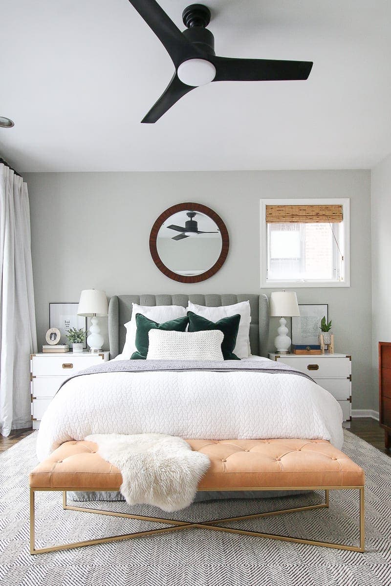 bamboo shades in a bedroom