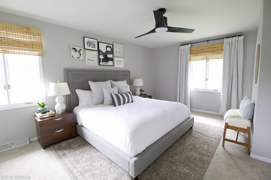 hanging bamboo shades in the bedroom