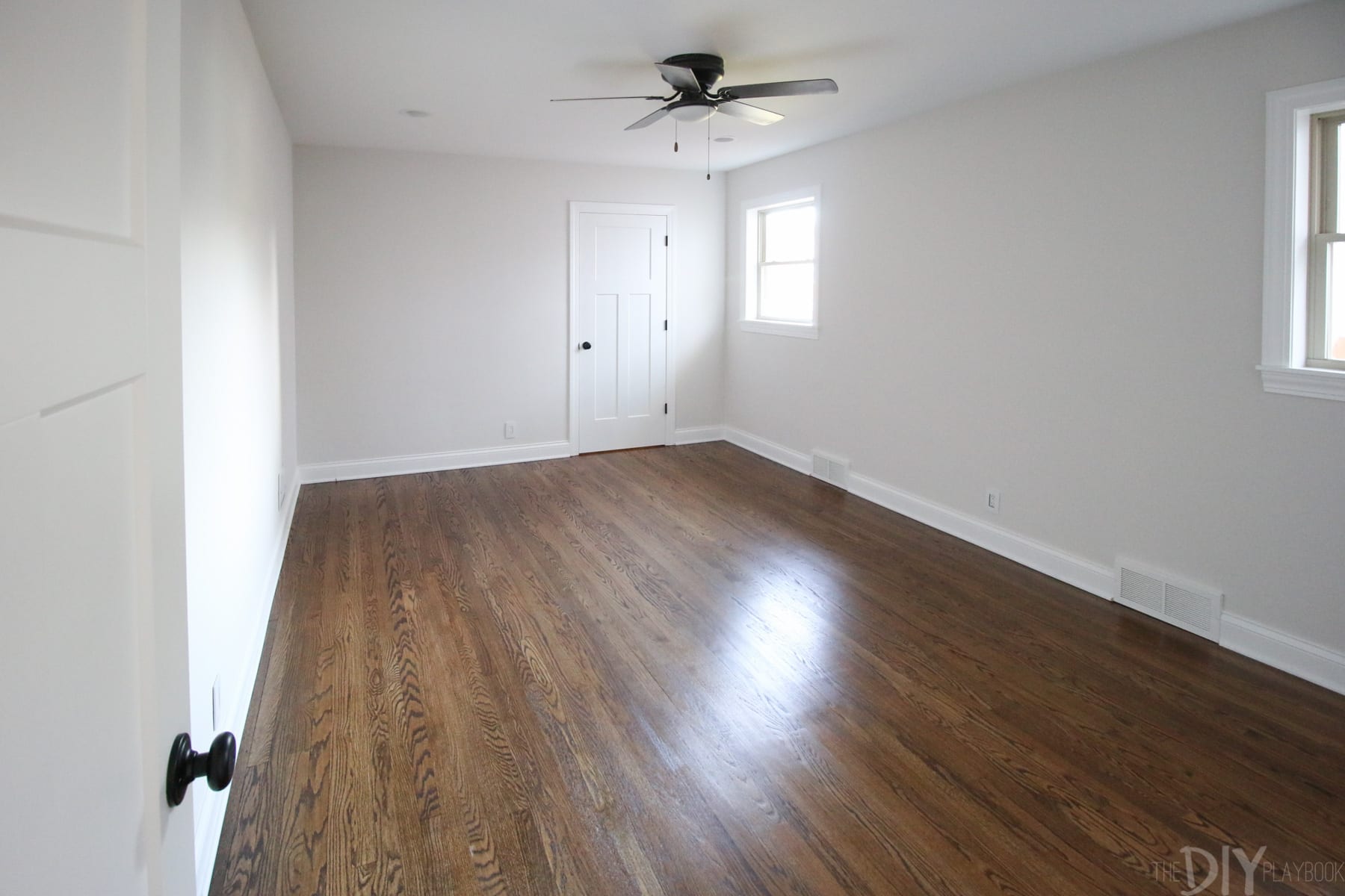 The updated floors and doors completely change the look of our new place.