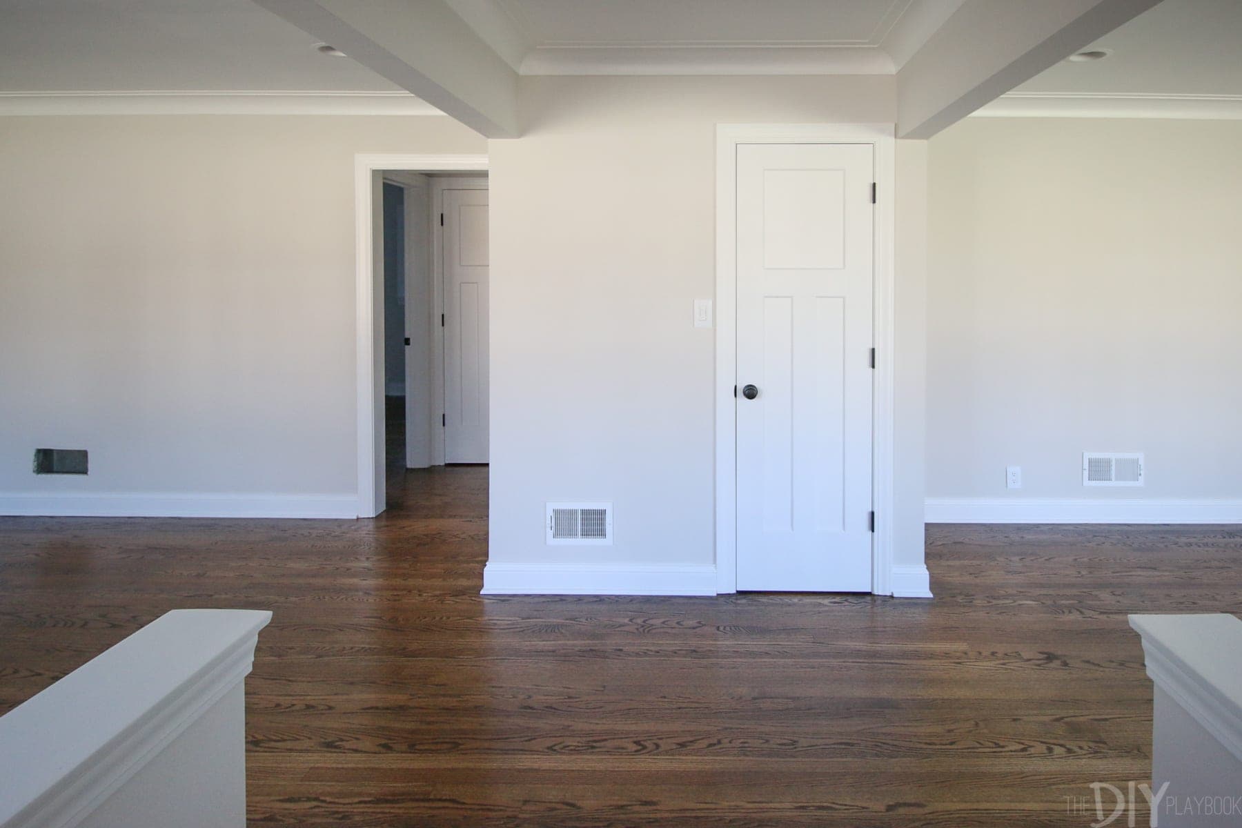 Bridget's hardwood floors, with the new stained color.