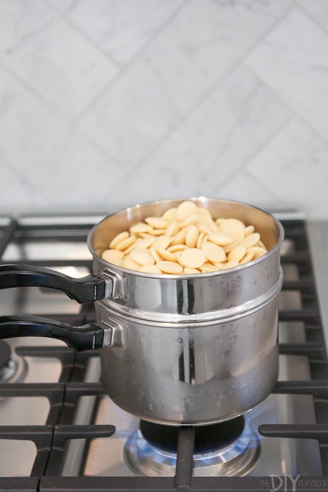 Melt the chocolate slowly with your double boiler