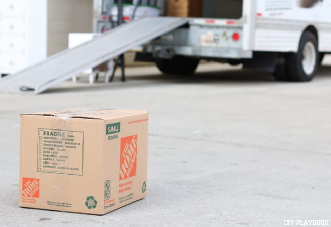 Loading boxes onto the truck is a big part of moving. 