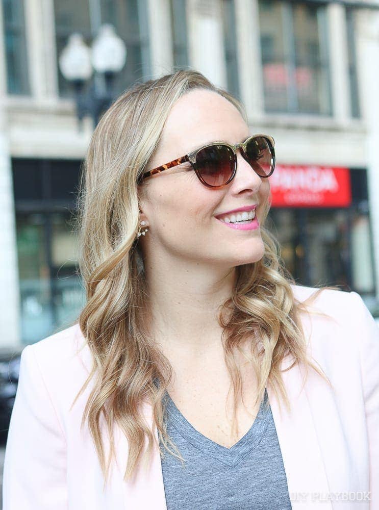 This blush blazer is super versatile for spring