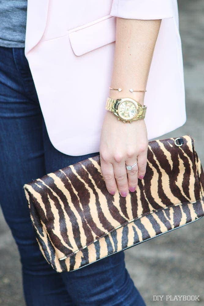 Casey loves minimal jewelry. This watch and wristlet combo is subtle and cute. 