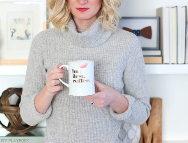 Bridget loves a good cup of coffee and a bright, pretty lip color. 