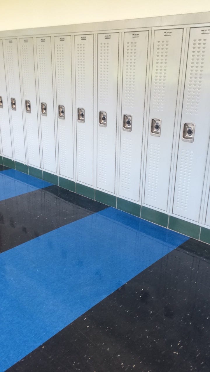 Oh lockers, don't they just remind you of high school? Bridget sees these cream colored lockers every day during her job as a teacher. 