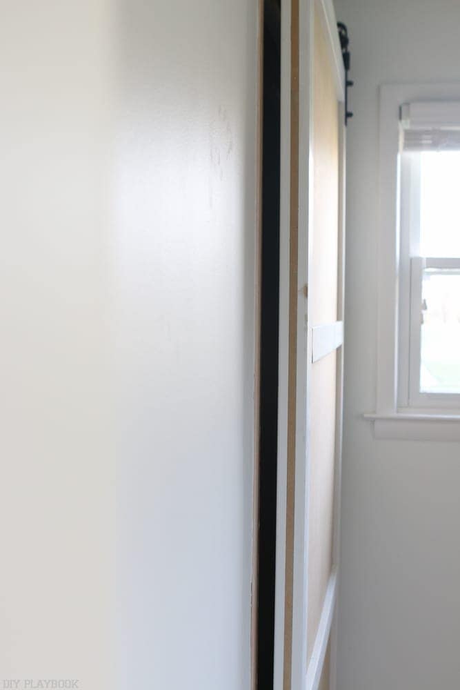 A side view of the hung door