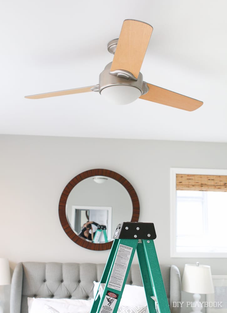 The first step when installing a ceiling fan by yourself is to remove the old fan!