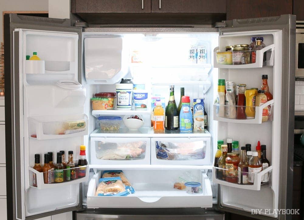 This Maytag fridge is a lifesaver - it holds so much food! I love the french doors also. 