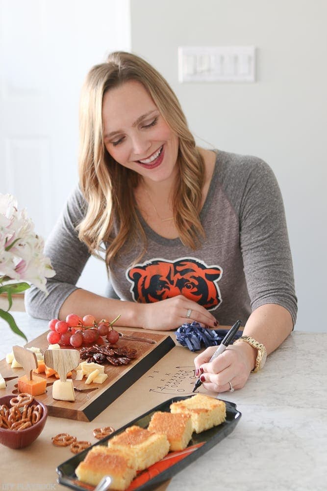 To keep your mess to a minimum, make a cute DIY runner out of brown paper or butcher paper. You can decorate it with slogans or football plays!