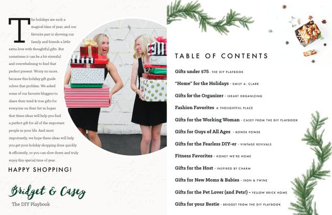 Holiday Gift Guide Table of Contents | DIY playbook