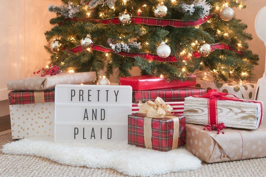 Gifts will look extra exciting under the Pretty and Plaid Christmas Tree!