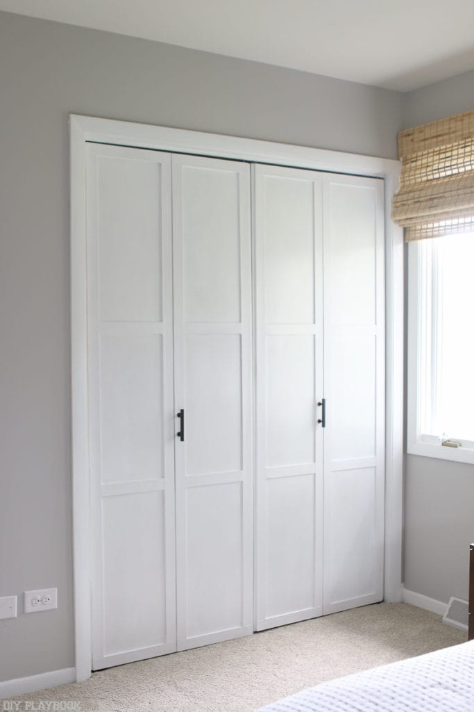 Closet door makeover - how to add trim to bifold doors