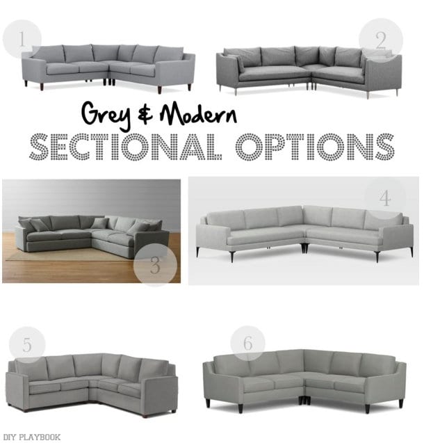 Grey and modern sectional options