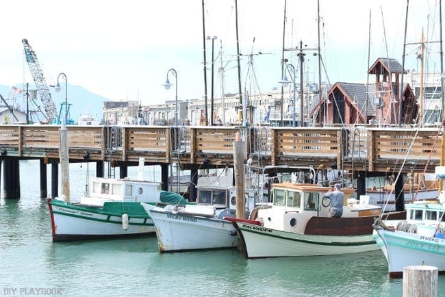 Boats lining the port of San Francisco 