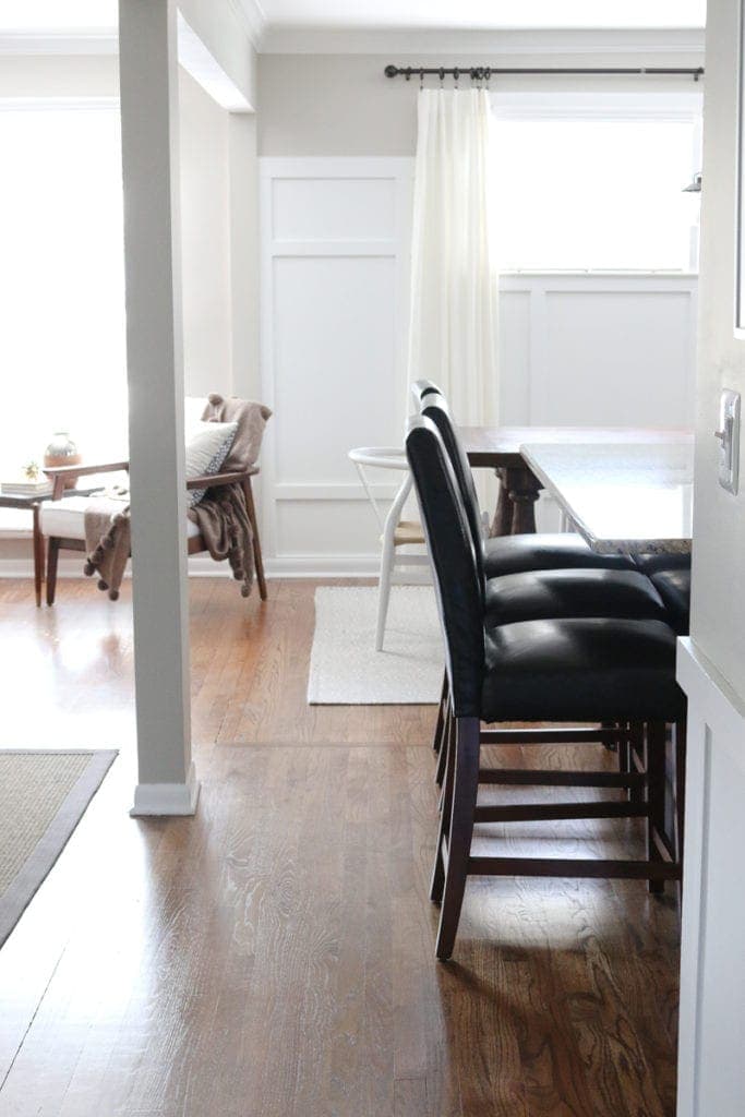 Old counter stools from the side. Isn't the dark leather way too masculine? 