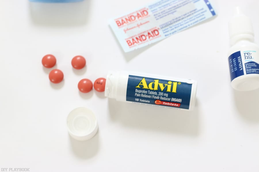 You can buy this small bottle of Advil, or simply fill a plastic baggie.