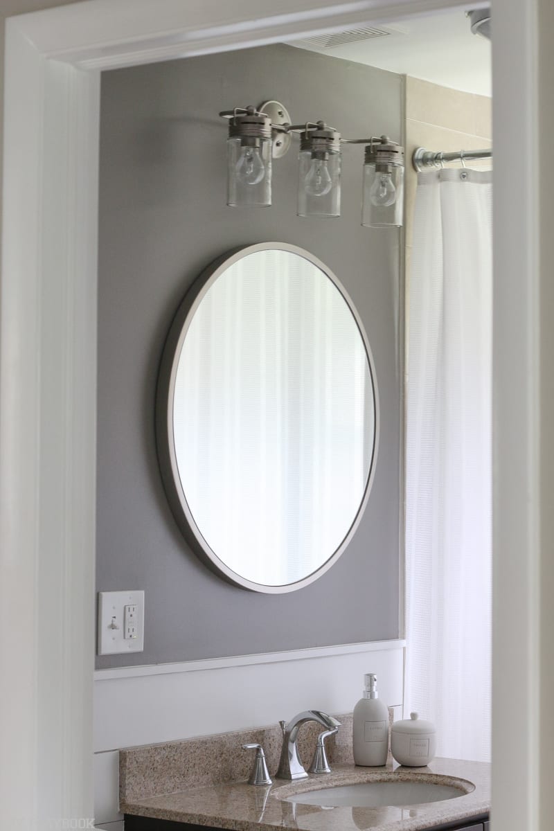 Bathroom after shiplap and updates.