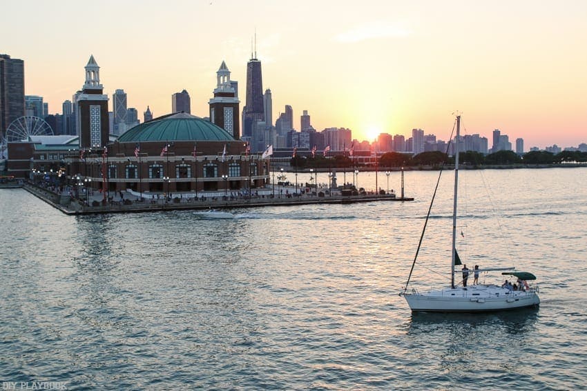 Chicago's Navy Pier at sunset