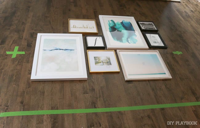 To create a gallery wall, I always lay out the prints on another surface first to see how they will look together. 