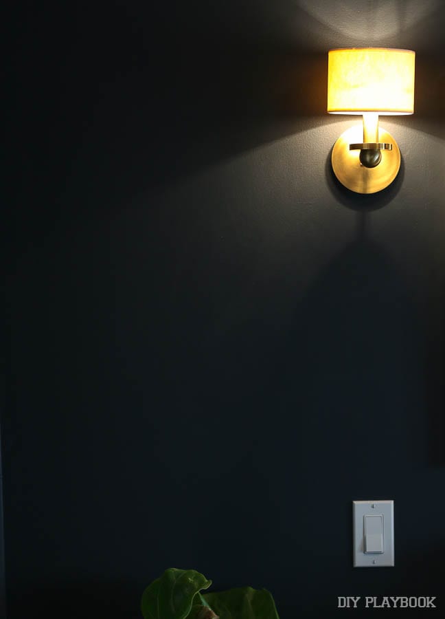 The new guest room wall sconces are gorgeous in white and gold, but I think they need a cooler bulb. 