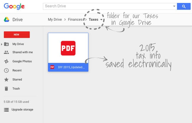 Having a tax folder on your google drive