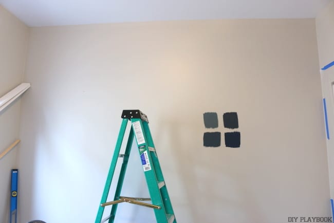 Guestroom wall makeover, before pictures of the blank wall. 